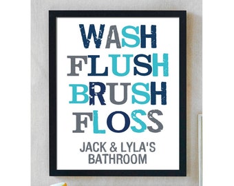 Personalized Kids Bathroom Print | Bathroom Sign | Kids Bathroom | Bathroom Art Wall Decor | Gender Neutral Bathroom | Shared Bathroom Decor