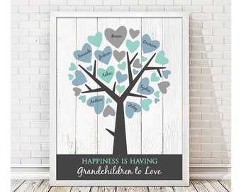 Personalized Grandparent Family Tree Art Print (Digital Option)