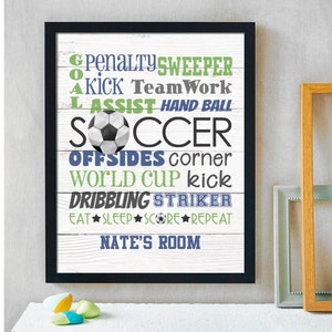 Soccer Collage Art Print | Soccer Gift | Boy Name Decor | Personalized Boys Room | Boys Room Sign | Boy Nursery Wall Art | Boys Room Decor