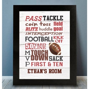 Football Collage Print | Football Gift | Boy Name Decor | Personalized Boys Room | Boys Room Sign | Boy Nursery Wall Art
