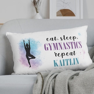 Custom Name Gymnastics Standard Pillowcase | Girl Room Decor | Sporty Girls Bedroom | Gift for Gymnast