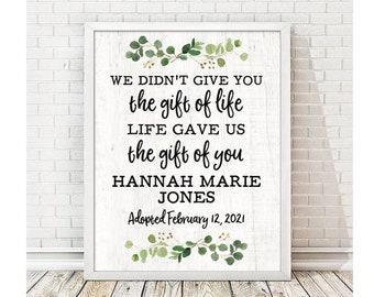 Personalized The Gift of You Print | Adoption Print Wall Art Dates | Frame Options | Adoptive Mother Gift | Adoption Shower | Adoption Gift