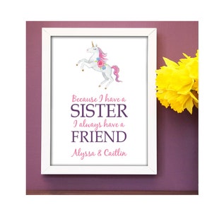Unicorn Sister Wall Art | Sister Decor | Girls Room | Big Sister Gift | Sisters Room Sign | Girl Bathroom | Sister Gift | Unicorn Girls Room
