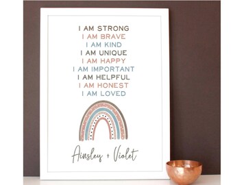 Personalized Girls Rainbow Print | Daughter Gift | Girls Room Decor | Nursery Decor | Girls Wall Art | Motivational Print | Sister Decor