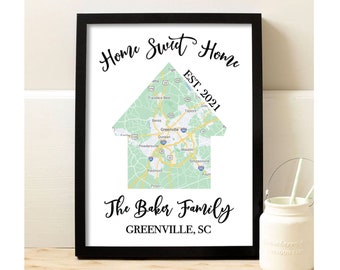 Personalized Home Sweet Home Print | Our First Home Gift | Home Map Print | New Home Owner Gift | Closing Gift | New Home Owner | New Home