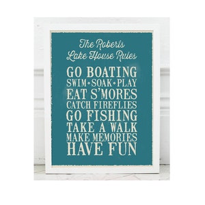 Personalized Lake House Rules - Lake House Decor - Personalized Gift - Lake Wall Art