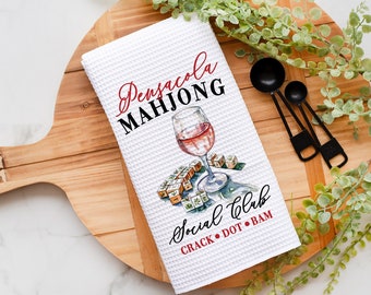 Customizable Mahjong Dish Towel | Personalized Mahjong-themed Towel | Mahjong-themed Gift for Kitchen | Mahjong Party Gift | Hostess Gift