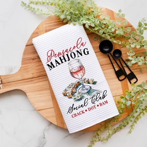 Customizable Mahjong Dish Towel | Personalized Mahjong-themed Towel | Mahjong-themed Gift for Kitchen | Mahjong Party Gift | Hostess Gift
