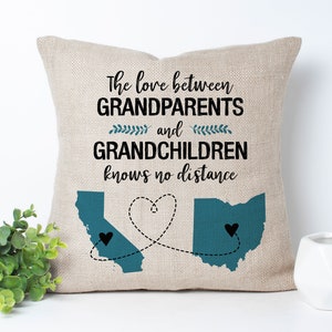 Personalized Long Distance Grandparents Pillow  | Gift For Grandparents | Two State Pillow | Personalized Throw Pillow | Moving Away Gift