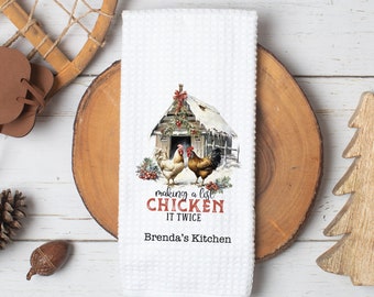 Christmas Chicken Dish Towel | Farm Kitchen Towel | Cute Christmas Gift | Funny Chicken Towel | Holiday Farm Home Decor