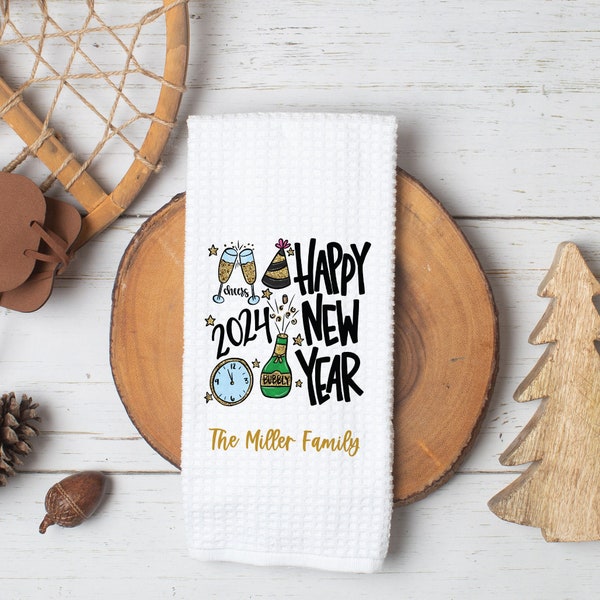 Custom 2024 Happy New Year Towel | New Years Decor | Personalized Gift for New Years | Friend Gift | Celebration Decor