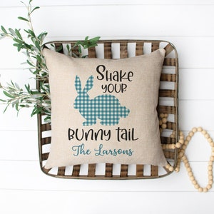 Personalized Shake Your Bunny Tail Pillow | Custom Easter Pillow | Personalized Easter Decor | Holiday Decor | Easter Bunny Throw Pillow