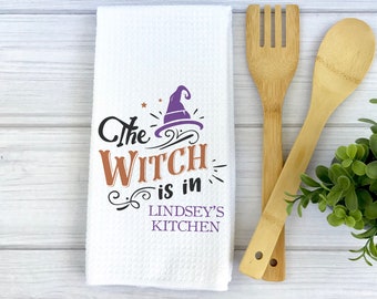 The Witch Is In Personalized Halloween Towel | Seasonal Towel | Seasonal Kitchen Towel | Halloween Decor | Witch Halloween Towel