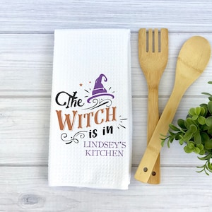 The Witch Is In Personalized Halloween Towel | Seasonal Towel | Seasonal Kitchen Towel | Halloween Decor | Witch Halloween Towel