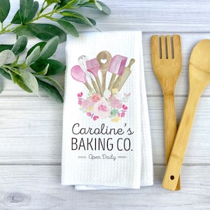 Personalized Baking Co. Dish Towel | Kitchen Utensils Kitchen Towel | Cookie Baker Towel | Baking Gift