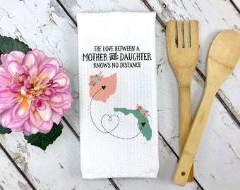 Long Distance Dish Towel, Personalized State Design (Kitchen Linen)
