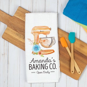Personalized Baking Co. Dish Towel | Custom Mixer Kitchen Towel | Personalized Kitchen Towel | Housewarming Gift | Mothers Day, Birthday