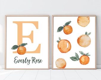 Kids Clementine Wall Art | Kids Room Decor | Girls Name Decor | Set of 2 Prints | Personalized Bedroom Decor | Bathroom Wall Art