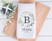 Custom Waffle Weave Dish Towel Personalized Kitchen Towel Housewarming Gift Wedding Gift