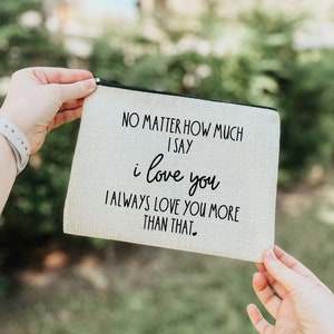 I Love You Makeup Bag Cosmetic Zipper Pouch Accessory Flat Birthday Friend Farmer Gift