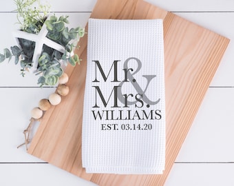 Custom Waffle Weave Dish Towel | Personalized Kitchen Towel | Housewarming Gift | Wedding Gift