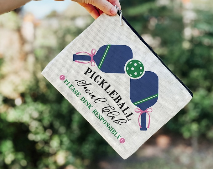 Pickleball Social Club Makeup Bag | Cosmetic Zipper Pouch Accessory | Pickleball Gift | Pickleball Kitchen Decor | Cute Organization Bag