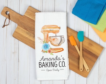 Personalized Baking Co. Dish Towel | Custom Mixer Kitchen Towel | Personalized Kitchen Towel | Housewarming Gift | Mothers Day, Birthday