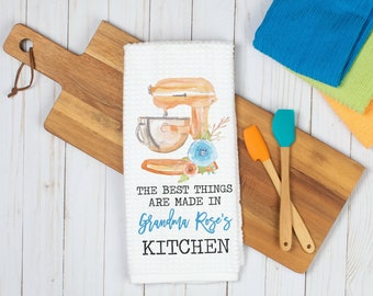 Personalized Grandma's Kitchen Dish Towel | Custom Mixer Kitchen Towel | Personalized Kitchen Towel | Housewarming Gift | Mothers Day Gift