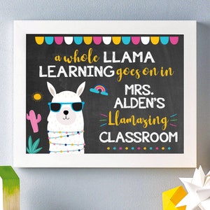 Llama Learning Classroom Print | Llama Classroom Welcome Poster | Custom Classroom Decor | Classroom Teacher Sign | Classroom Quote Poster