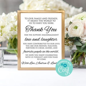 Digital Wedding Thank You Print | Personalize Instantly with Corjl | Custom Elegant Wedding Art Print | Downloadable Wedding Decor