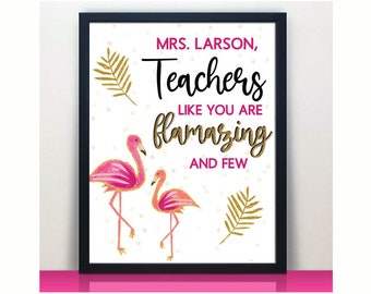 Teacher Flamingo Print | Personalized Teacher Gift | Teacher Appreciation | Personalized Classroom Decor | Student to Teacher Gift