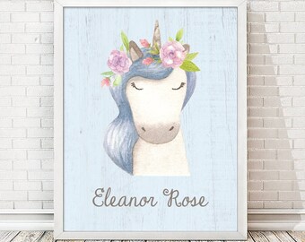 Personalized Unicorn Name Print | Girls Room Decor | Baby Gift | Nursery Decor | Custom Print | Personalized Gift Daughter