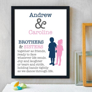 Brother and Sister Print | Sibling Decor | Kids Room Decor | Sibling Gift | Kids Wall Art | Playroom Decor | Brother and Sister Wall Art