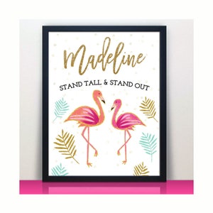 Personalized Girls Flamingo Print | Daughter Gift | Girls Room Decor | Nursery Decor | Girls Wall Art | Flamingo Room | Flamingo Wall Art