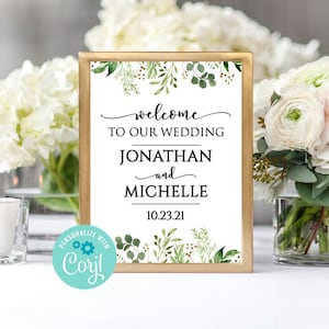 Digital Welcome to our Wedding Print | Personalize Instantly with Corjl | Custom Wedding Art Print | Downloadable Wedding Decor