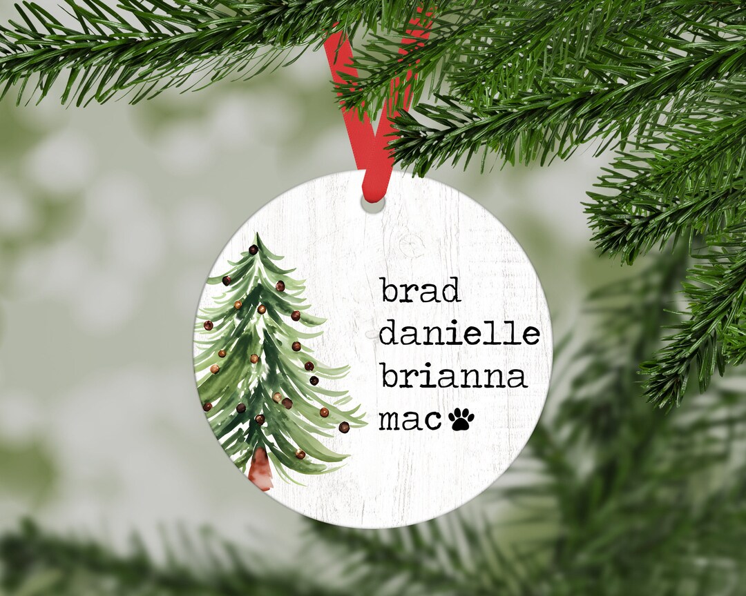 Personalized Names Christmas Tree Metal Ornament Custom Name Gift