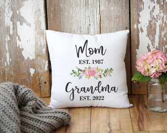 Mothers Day Gift |  Mom Grandma Dates Pillow | Gift for Nana | Personalized Throw Pillow | Present from Grandkids | Mothers Day Mimi Gigi