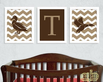 Duck Print Set | Boy Nursery Decor | Hunting Nursery Theme | Mallard Duck Print | Set of Three Prints | Chevron Nursery Wall Decor