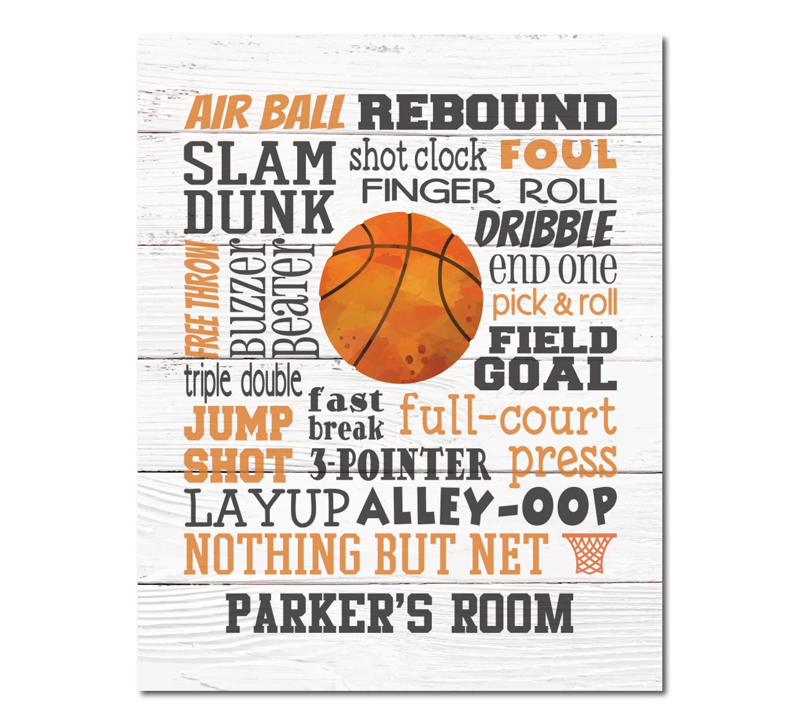 Basketball Collage Art Print Basketball Gift Boy Name Etsy