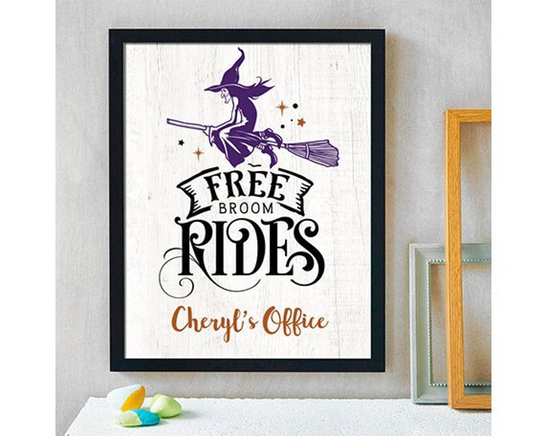 Personalized Free Broom Rides Halloween Print | Halloween Decor ...