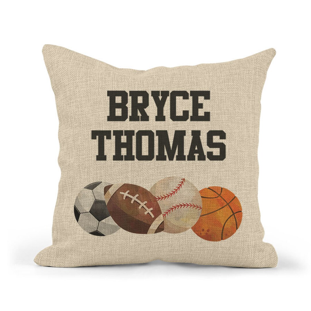 Personalized Sports Pillow Custom Boy's Bedroom Decor Sport Theme Bedroom Sports Decorative