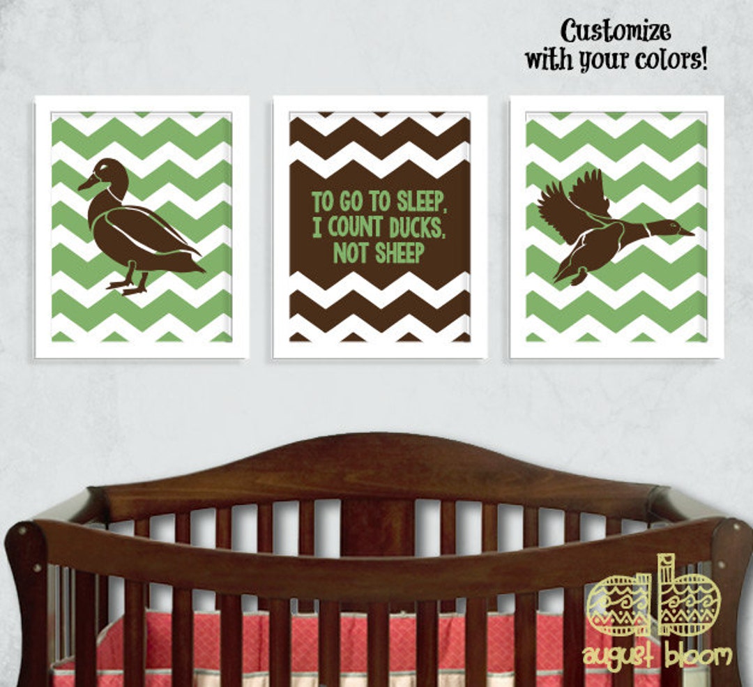 Chevron Duck Print Set | Boy Nursery Decor | Duck Wall Art | Hunting ...