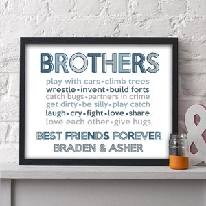 Personalized Brothers Print | Playroom Decor Print | Boy Room | Twin Brother Sign | Nursery Decor | Baby Gift | Best Friends Brothers