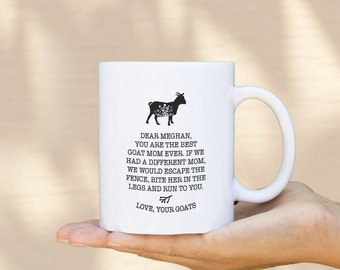 Personalized Goat Mom Mug | Goat Lover Coffee Mug | Farmhouse Kitchen Decor | Custom Goat Gift | Farm Animal Cup