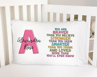 Girls Initial Affirmation Standard Pillowcase | Personalized Pillow Cover | Girls Room Decor | Nursery Decor