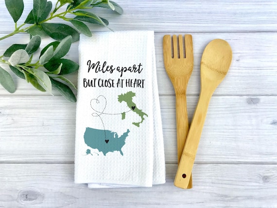 Long Distance State Dish Towel | Country to Country Kitchen Towel | Going Away Gift | Personalized Dish Towel | Foreign Exchange Student