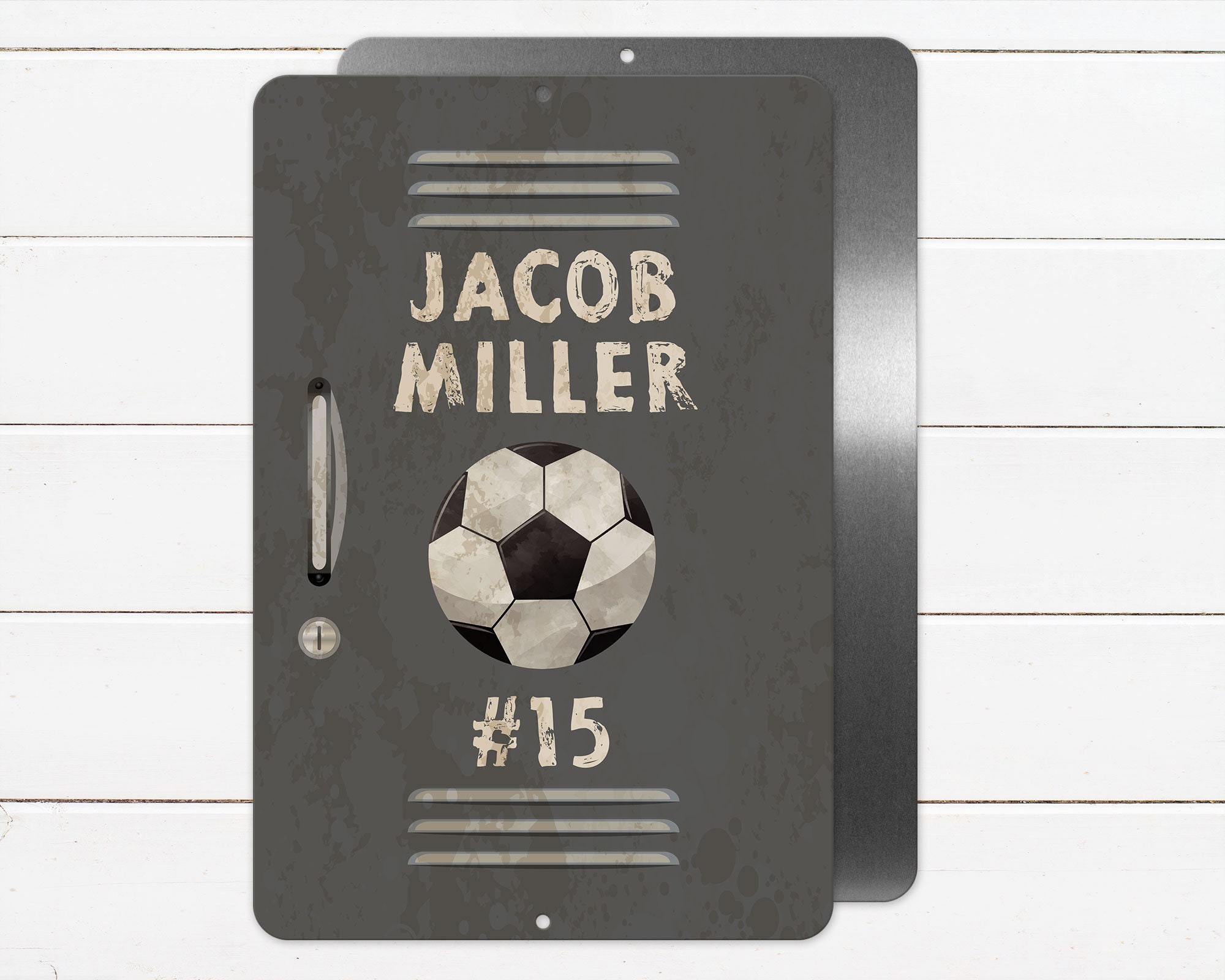 Boys Locker Metal Sign | Player Name and Number | 8&quot; x 12&quot; Outdoor Safe | Metal Sign | Boys Sports Decor | Soccer Football Hockey Baseball