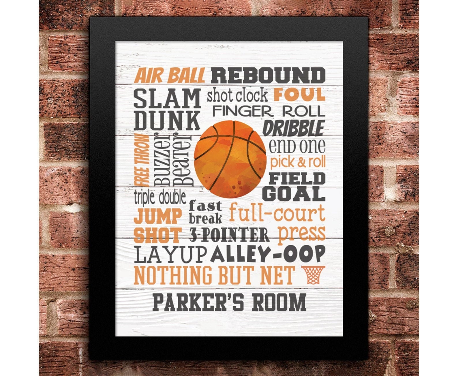 Basketball Collage Art Print Basketball Gift Boy Name Etsy