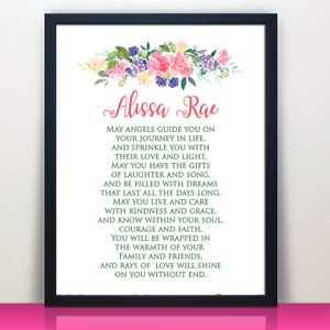 May Angels Guide You Print | Girls Room Decor | Girls Wall Art | Baby Girl Gift | Baptism Gift | Goddaughter Gift | Christening Gift