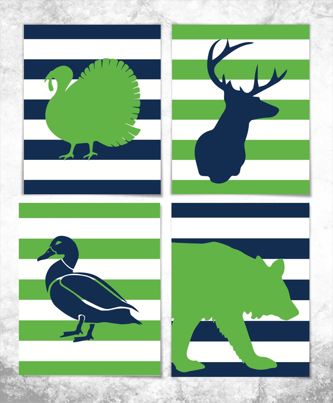 Hunting Print Set | Nursery Animal Decor | Animal Wall Art | Set of ...